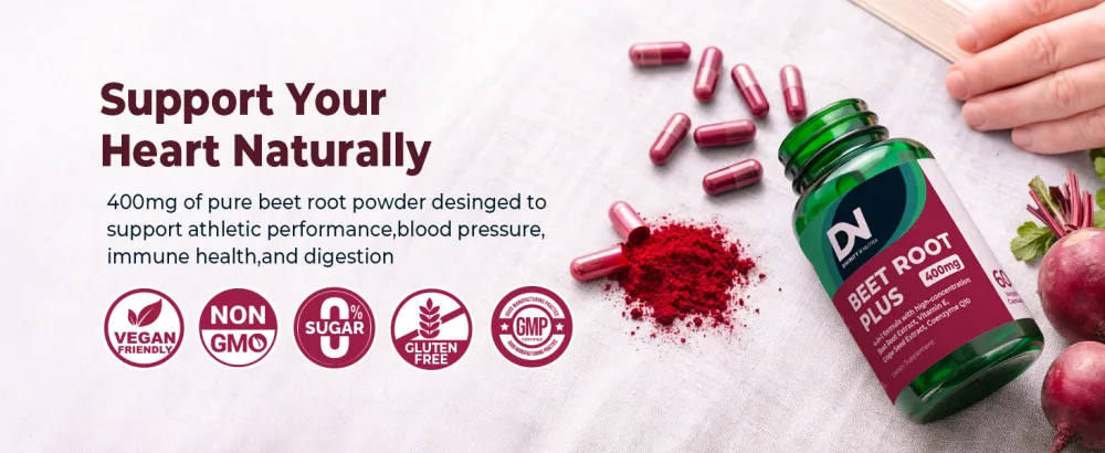 Divinity Nutra Organic Beet Root Capsules with CoQ10 Vitamin E Grape Seed Non-GMO USA Made - 60 Capsules 60-Day Supply 8000mg - Title