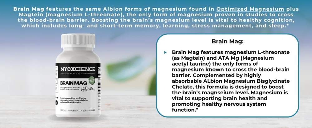 Magnesium L-Threonate + Mag Acetyl-Taurate (ATA Mag) + Mag Glycinate | Promotes Cognitive Well-Being Enhanced Memory Mental Clarity and Overall Brain Function | 120 Capsules - Brain Mag Capsules