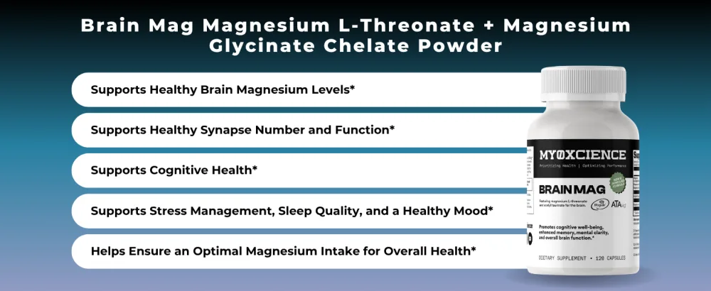 Magnesium L-Threonate + Mag Acetyl-Taurate (ATA Mag) + Mag Glycinate | Promotes Cognitive Well-Being Enhanced Memory Mental Clarity and Overall Brain Function | 120 Capsules - Brain Mag Capsules