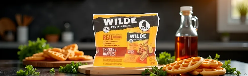 Protein Chips - Chicken Waffles - 4ct 5.36OZ GLUTEN FREE chips - Image generated for ASIN B0DWSTCDV5