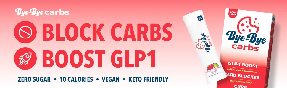 Bye-Bye Carbs - Carb Blocking Drink Mix - Fight Cravings Feel Full Longer & Support Digestion Sugar-Free & Keto Friendly - Strawberry Kiwi - block carbs