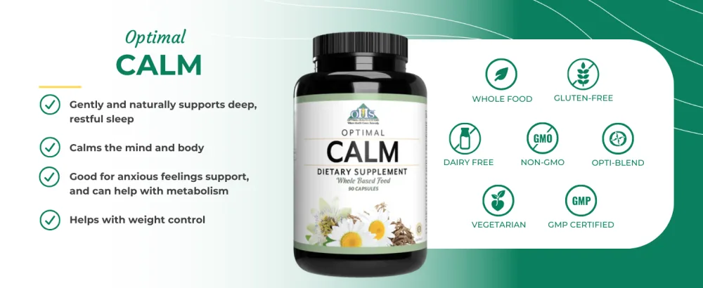 Optimal Health Systems Optimal Calm (Formerly REM) Sleep 90 Capsules (30 Servings). Calms The Body Promotes restful Sleep. 90 Count (Pack of 1) - Optimal Calm