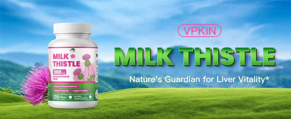 VPKIN Milk Thistle Supplement1000mg Max Strength Silymarin 4:1 Concentrated Extract Support Immune Non-GMO & Vegan - 120 Capsules 4 Months Supply - milk thistle