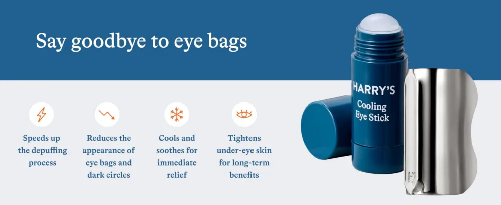 Harry's Cooling Eye Kit for Men - Gua Sha Depuffing Facial Massage Tool and Cooling Eye Stick 1 Stick - Cooling Eye Kit