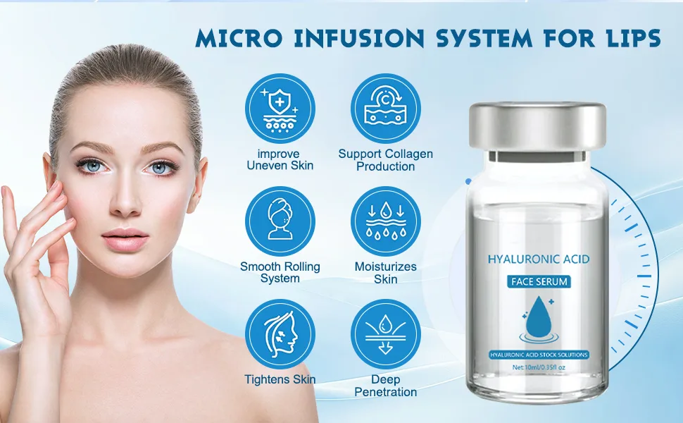 Micro Infusion System for Lips Micro System for Face SerumSmooth Skin Facial Serum for All Skin Types (1* applicator+4*Serum) - agoname Micro Infusion System For Lips