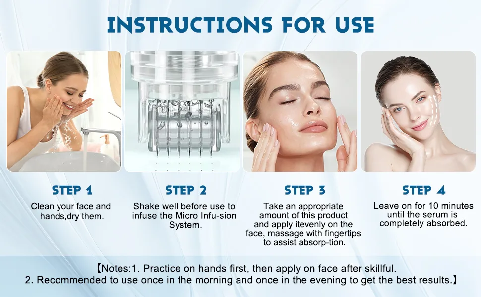 Micro Infusion System for Lips Micro System for Face SerumSmooth Skin Facial Serum for All Skin Types (1* applicator+4*Serum) - agoname Micro Infusion System for Lips