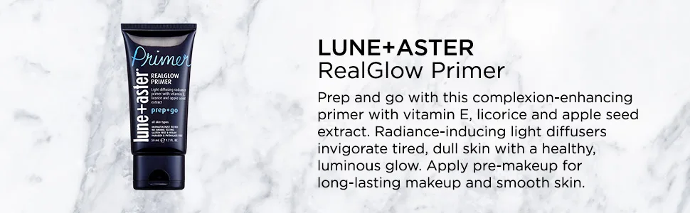 Lune+Aster RealGlow Primer - Complexion-enhancing primer invigorates skin with a luminous glow - realglow primer, glow, vitamin e, makeup, smooth skin, apple-seed extract