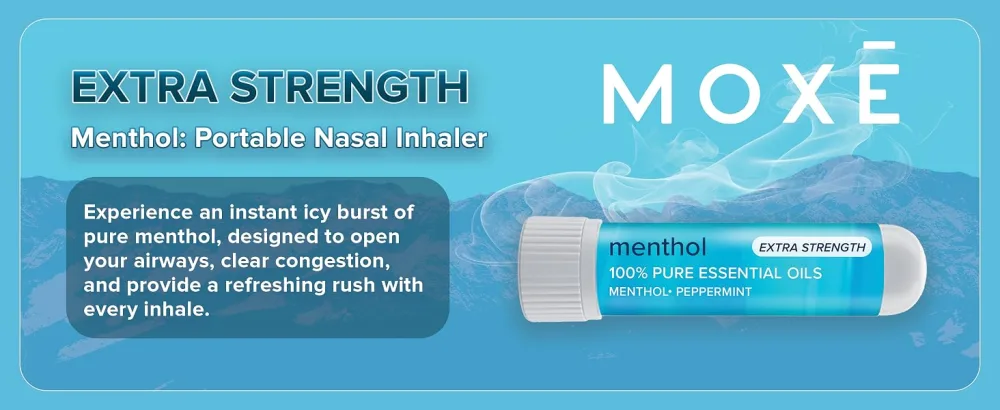 MOX Extra Strength Menthol Nasal Inhaler | Powerful Cooling Menthol for Sinus Relief & Clear Breathing | Made in The USA | Maximum Strength Aromatherapy for Instant Refreshment - Menthol inhaler