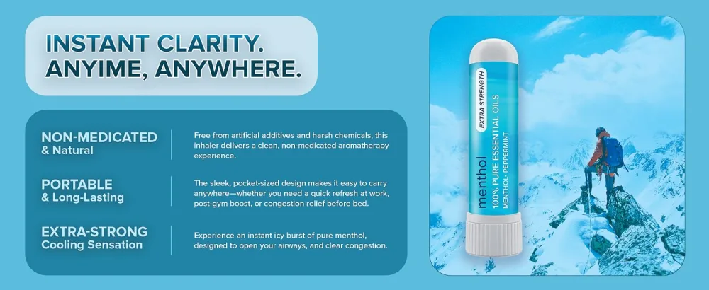 MOX Extra Strength Menthol Nasal Inhaler | Powerful Cooling Menthol for Sinus Relief & Clear Breathing | Made in The USA | Maximum Strength Aromatherapy for Instant Refreshment - Menthol inhaler