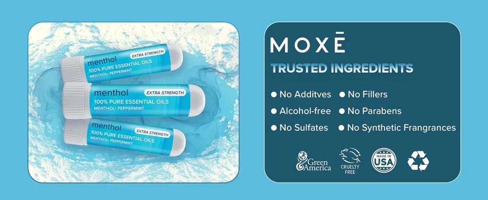 MOX Extra Strength Menthol Nasal Inhaler | Powerful Cooling Menthol for Sinus Relief & Clear Breathing | Made in The USA | Maximum Strength Aromatherapy for Instant Refreshment - Menthol inhaler