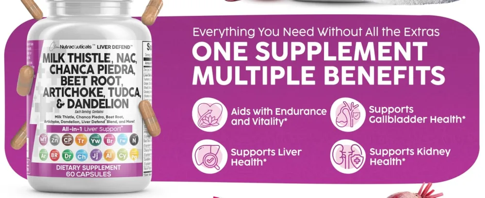 Clean Nutraceuticals Milk Thistle NAC Chanca Piedra Beet Root Artichoke Dandelion Root - Liver Cleanse Supplement Plus TUDCA Choline & Ginger - 2Pack - Liver Defend Capsules