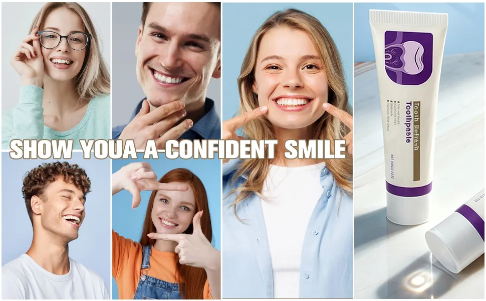 2Pcs Tooth Refresh Toothpaste Fresh Breath Toothpaste Natural Oral Care & Enamel Repair Helps Remove Coffee Tea & Wine Stain Deep Cleaning Care - product information 6
