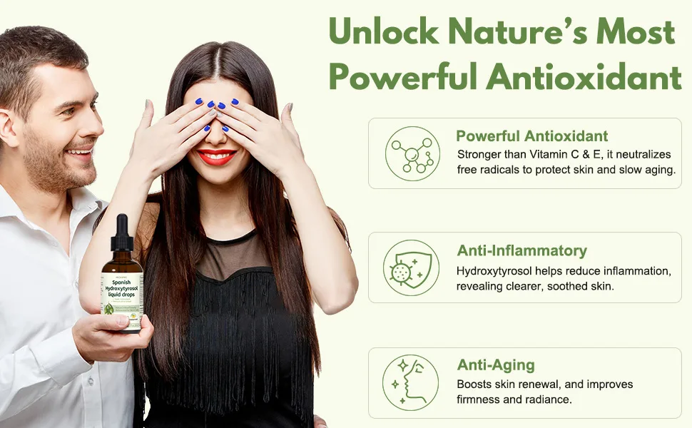 Hydroxytyrosol Liquid Drop 100% Spanish Sourced Olive Fruit Extract Super Antioxidant for Skin Aging Inflammation Hydroxytyrosol Supplement No Sugar Alcohol Free Olive Leaf Extract Alternative - product information 1