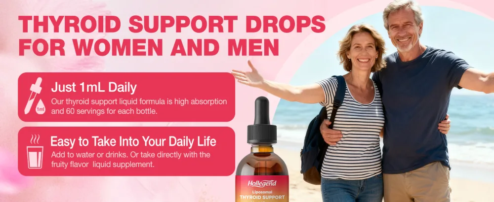 HOLLEGEND Liposomal Liquid Thyroid Support for Women Drops Selenium & Iodine Supplement for Immune & Overall Support with Vitamin D3 & B12 Zinc Citrate 60 Servings - liquid thyroid suppor supplement