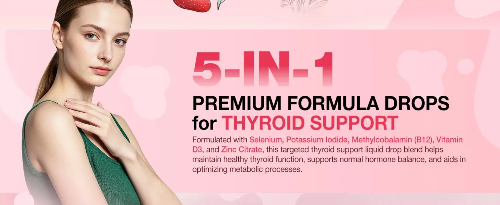 HOLLEGEND Liposomal Liquid Thyroid Support for Women Drops Selenium & Iodine Supplement for Immune & Overall Support with Vitamin D3 & B12 Zinc Citrate 60 Servings - liquid thyroid support