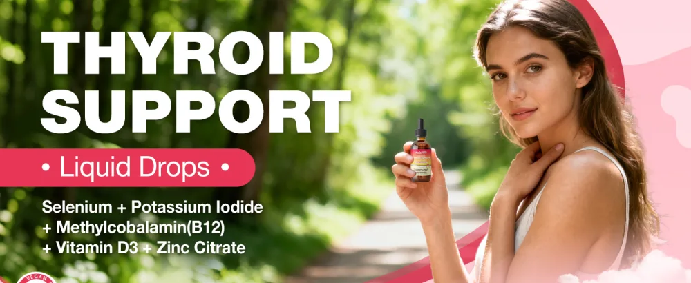 HOLLEGEND Liposomal Liquid Thyroid Support for Women Drops Selenium & Iodine Supplement for Immune & Overall Support with Vitamin D3 & B12 Zinc Citrate 60 Servings - thyroid support