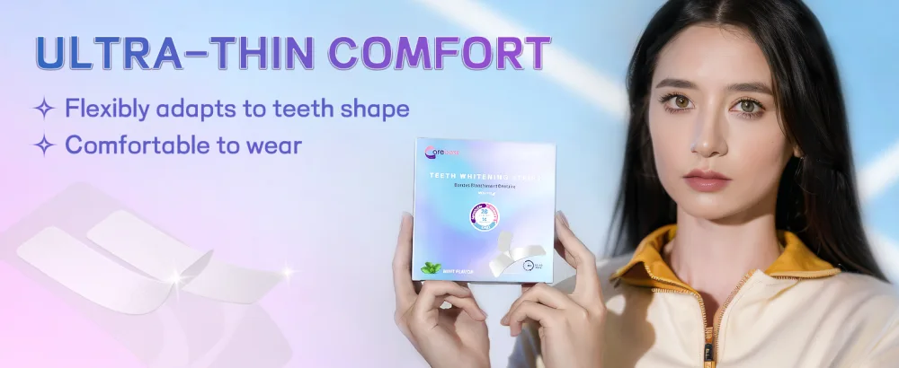 Professional Teeth Whitening Strips with Hydrogen Peroxide Mint Flavor Whitening Strips Residue-Free Gel Technology 28 Strips 14 Treatment for Sensitive Teeth - Mint Flavor Whitening Strips