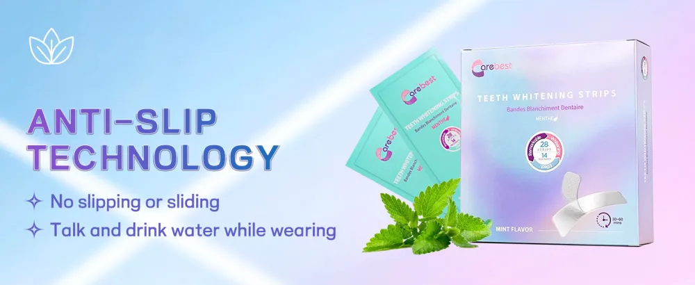 Professional Teeth Whitening Strips with Hydrogen Peroxide Mint Flavor Whitening Strips Residue-Free Gel Technology 28 Strips 14 Treatment for Sensitive Teeth - Whitening Strips