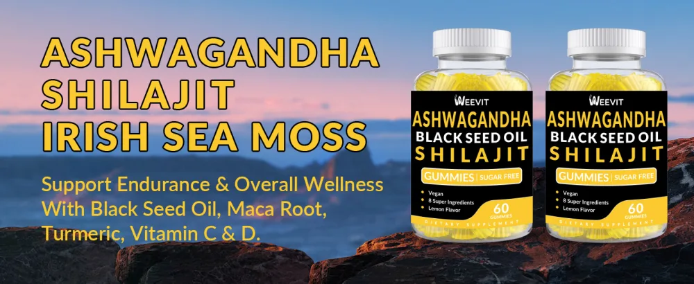 Ashwagandha Gummies Shilajit Black Seed Sea Moss Maca Root Turmeric All in One Supplement 60 Count (Pack of 2) - Ashwagandha Gummies