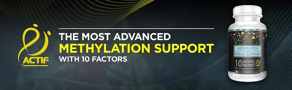 ACTIF Methylation Mega Support with 10 Advanced Factors and Organic Folate 100% Natural Non-GMO 90 Count - methyl