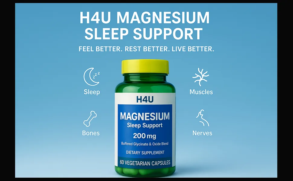 H4U Magnesium Sleep Support Bone & Muscle Health Dietary Supplement Vegetarian Capsules 200 mg 60 Count - product information 5