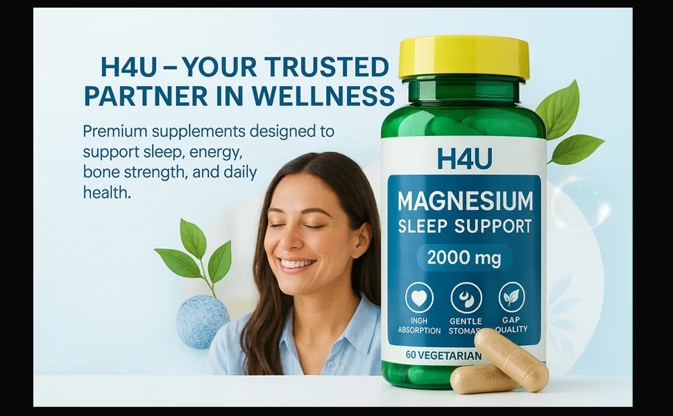 H4U Magnesium Sleep Support Bone & Muscle Health Dietary Supplement Vegetarian Capsules 200 mg 60 Count - product information 6