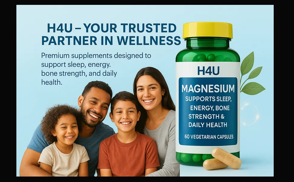 H4U Magnesium Sleep Support Bone & Muscle Health Dietary Supplement Vegetarian Capsules 200 mg 60 Count - product information 7