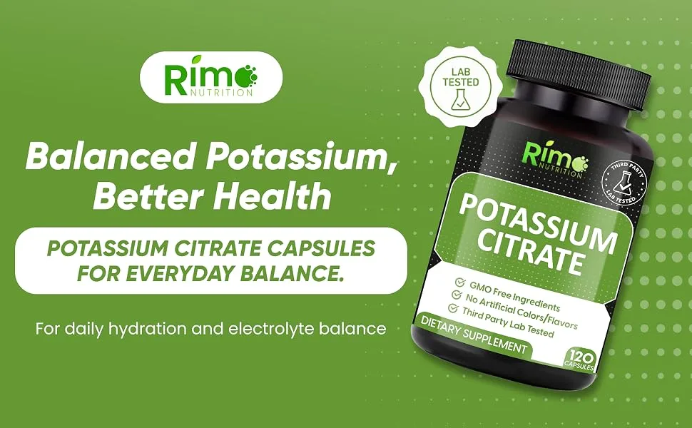 Rimo Nutrition Potassium Citrate Supplement - No Additives 120 Servings - SPN-SSIWC