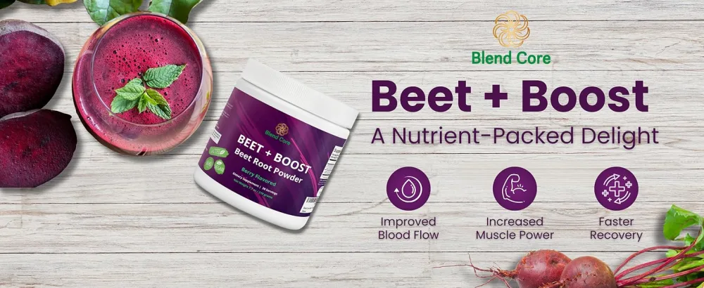 Blend Core Beet + Boost Organic Beet Root Powder - Berry Flavored Beetroot Powder with Acai Stevia Vitamin C Micro Ingredients Beet Juice Powder Pre Workout for Athletics Vegan Non-GMO - Blend Core Beetroot Powder
