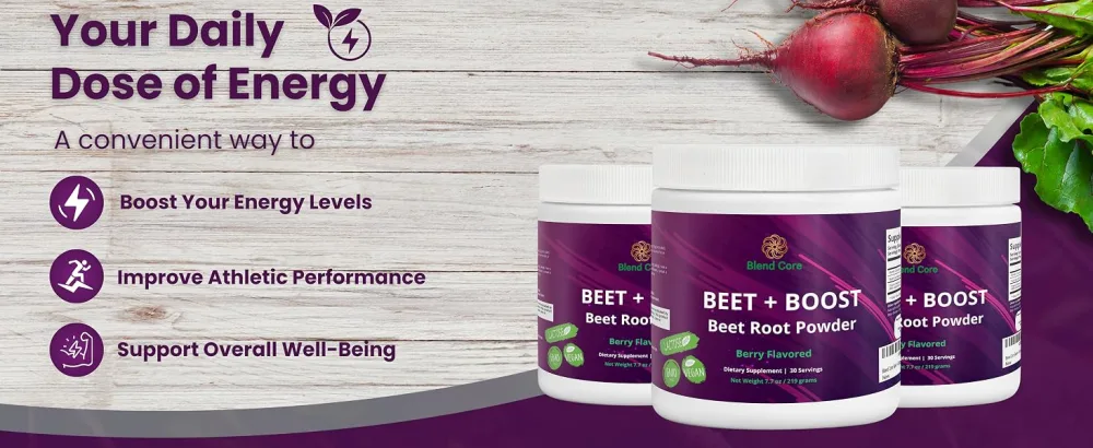 Blend Core Beet + Boost Organic Beet Root Powder - Berry Flavored Beetroot Powder with Acai Stevia Vitamin C Micro Ingredients Beet Juice Powder Pre Workout for Athletics Vegan Non-GMO - Blend Core Beetroot Powder Benefits