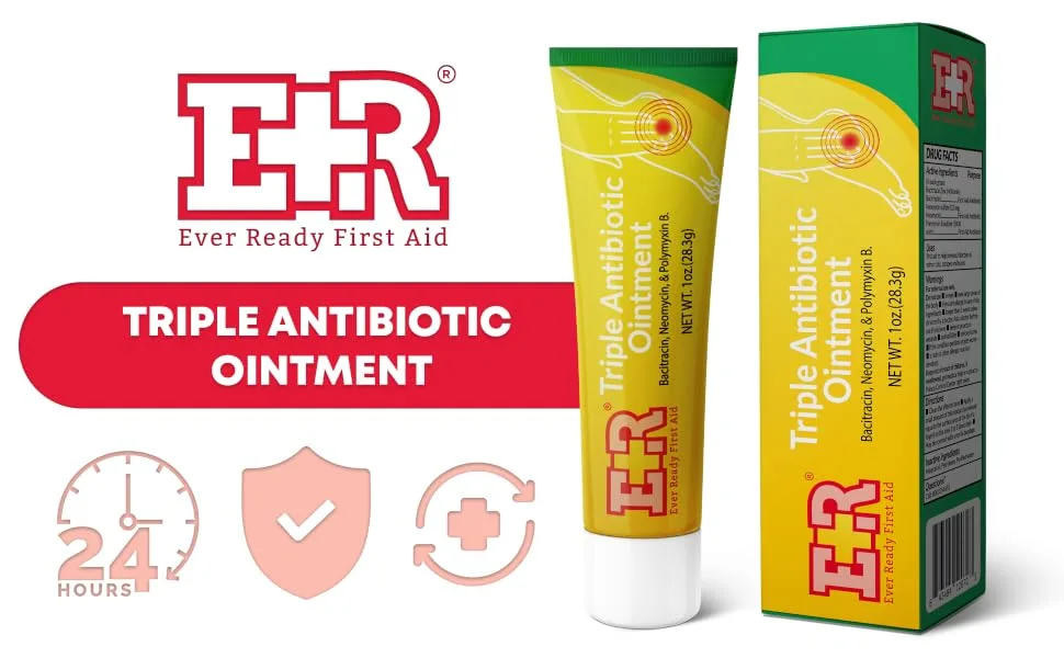 Ever Ready First Aid Triple Antibiotic Ointment 1.0 oz First Aid Ointment for Minor Scratches Cuts Burns Wounds and Prevents Infection - 12 Pack 12 Count - Antibiotic Ointment