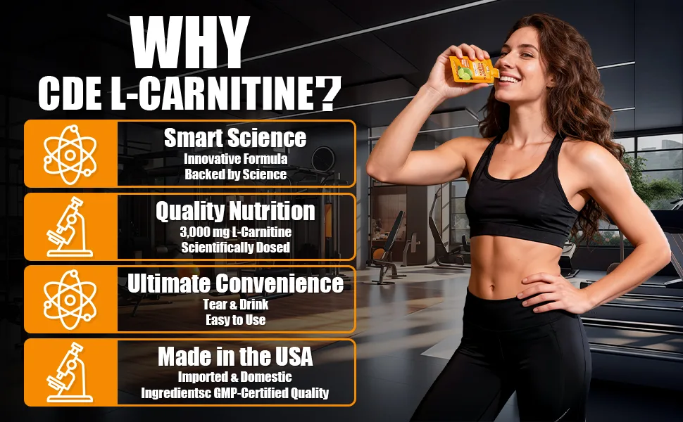 L-Carnitine Liquid Supplement with l carnitine 3000 and l carnitine Pre-Workout Formula with Green Tea Taurine & Electrolytes for Active Performance (30 Sachets) - product information 2