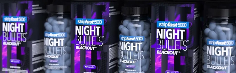 stripfast5000 Weight Management Support + Relaxation Capsules Stimulant-Free for Women & Men Night Bullets Blackout 60 Count (Pack of 1) - stripfast5000 night bullets blackout