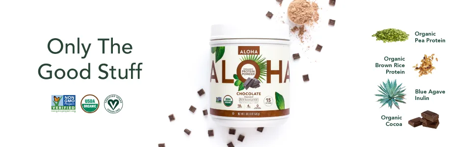 ALOHA Organic Plant Based Protein Powder Bundle Vanilla 19.6 oz & Chocolate 19.6 oz 15 Servings Each - product information 6