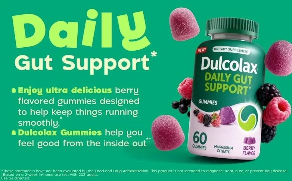 Dulcolax Daily Gut Support Gummies Magnesium Formula Stimulant-Free Berry Flavor 60 Count Mixed Berry 60 Count - image