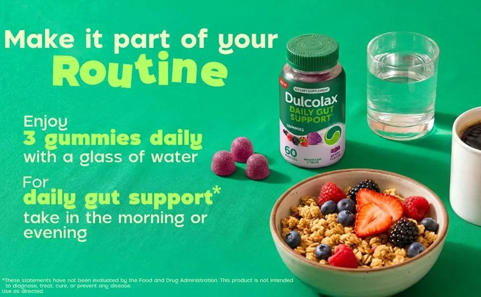 Dulcolax Daily Gut Support Gummies Magnesium Formula Stimulant-Free Berry Flavor 60 Count Mixed Berry 60 Count - image