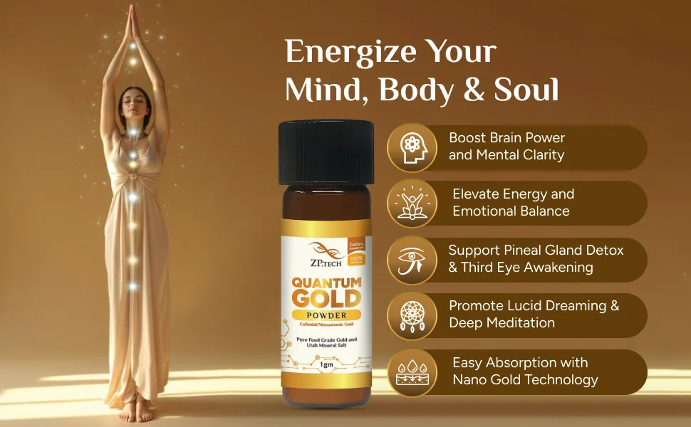 Quantum Gold 24K Ormus Gold Concentrate | Pure Ormus Colloidal Monoatomic Gold Powder Supplement | Decalcify Pineal Gland | Enhance Brain Wave Activity & Higher Energy Alignment 1g. - gold energy supplement, liquid gold alternative, monoatomic gold powder,monoatomic ormus gold