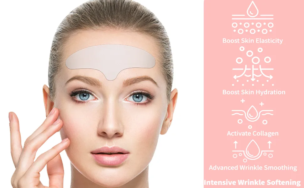 Floverkity 5 PCS Silicone Forehead Wrinkle Patches Reusable Anti-Aging Pads for Smoother Firmer Skin - Silicone Forehead Wrinkle Patches