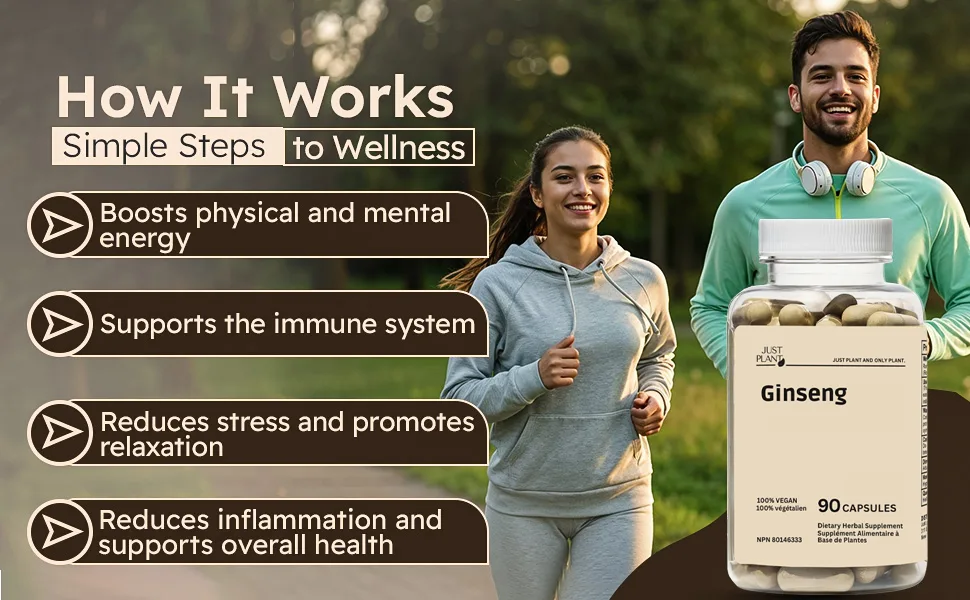 Ginseng Root Extract Capsules 750 mg 90 Vegan Capsules Natural Energy Cognitive Support & Immune Booster Gluten-Free - Panax Ginseng Capsules
