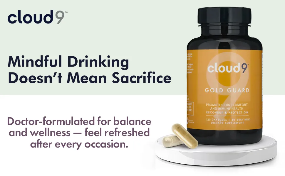 Cloud9 Gold Guard - Turmeric Supplement with BioPerine for Liver & Joint Support - 635 mg Turmeric Root + Extract - Vegan Non-GMO 60 Capsules - turmeric liver support supplement curcumin liver detox support for social drinkers anti-inflammatory