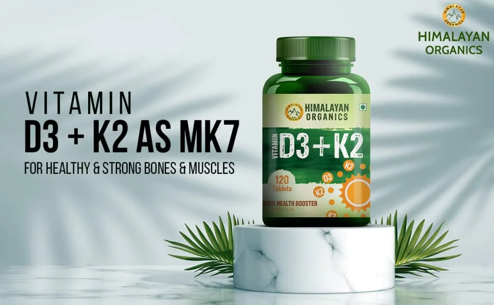 Himalayan Organics Vitamin D3 with K2 As MK7 Supplement- 120 Veg Tablets - product information 1