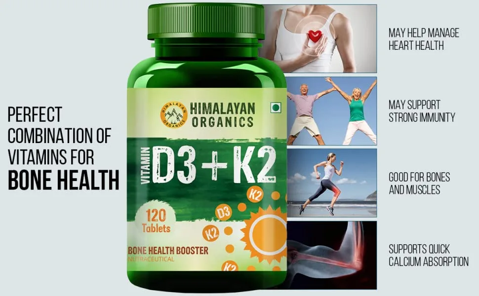 Himalayan Organics Vitamin D3 with K2 As MK7 Supplement- 120 Veg Tablets - product information 2