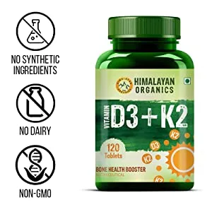 Himalayan Organics Vitamin D3 with K2 As MK7 Supplement- 120 Veg Tablets - product information 4