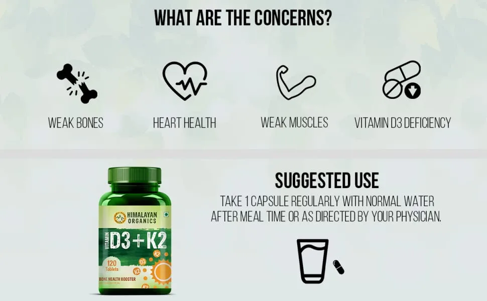Himalayan Organics Vitamin D3 with K2 As MK7 Supplement- 120 Veg Tablets - product information 7