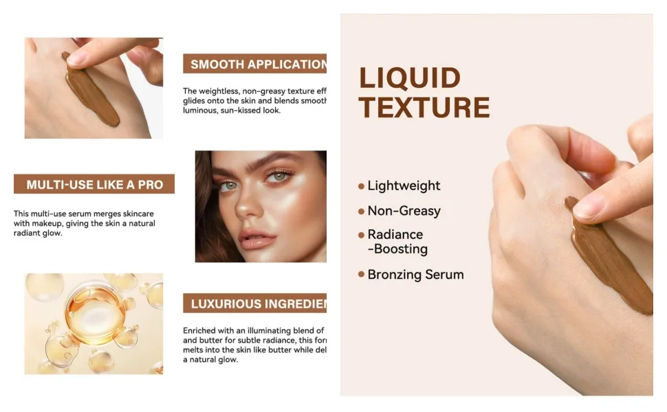 Butter Glow Bronzing Serum Lightweight Nourishing Brown Bronzing Drops for Face Natural Sunkissed Complexion - Sunkissed Glow (30ML Color L01) - Butter Glow Bronzing Serum