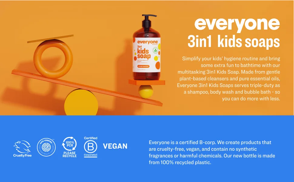 Everyone 3-in-1 Kids and Adults Shampoo Bubble Bath and Body Wash 32 Fl Oz (Pack of 4) - product information 6