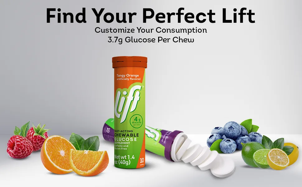 Lift Glucose Fast-Acting Glucose Chewable Energy Tablets Raspberry 10 ct Tube (Pack of 12) 10 Count (Pack of 12) Raspberry - 3.7g Glucose per chew