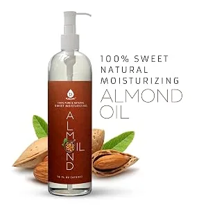 Pursonic 100% Natural Sweet Almond oil- for Aromatherapy  Essential oils  Moisturizing  and Massage - MAIN