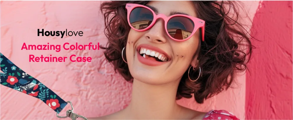 HOUSYLOVE Retainer Case 1 Pack Pink Classic Style Night Guard Case with Floral Patterns - retainer case holder cases night guard cute with vent holes container box retainers dental