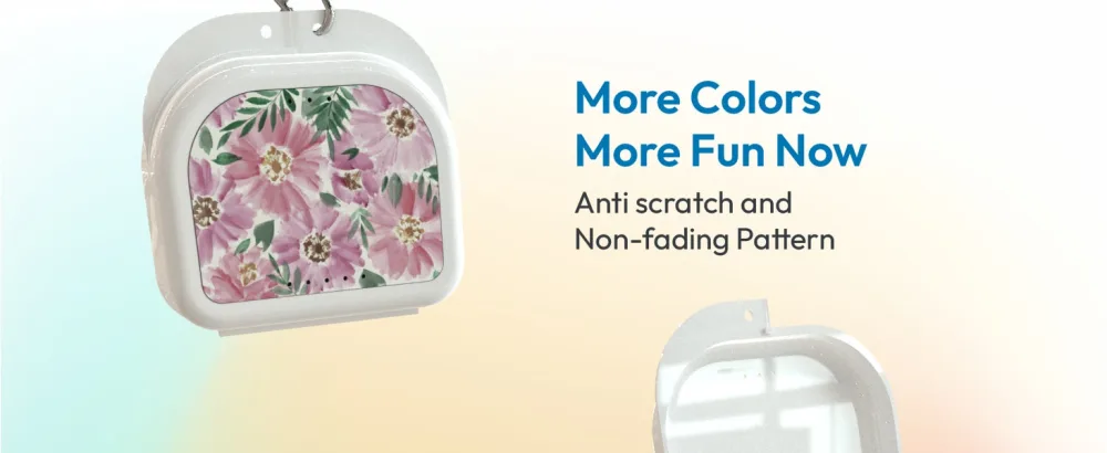 HOUSYLOVE Retainer Case 1 Pack White Classic Scratch Resistant Night Guard Case with Floral Patterns - women sparkly light aligner thin small retainer case holder cases night guard cute with vent holes